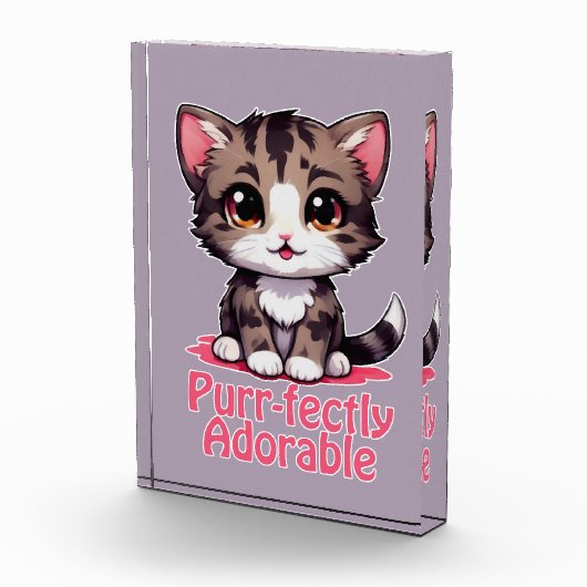 Purr-süßer Chibi Kawaii Kitten in Pink Fotoblock (Rechts)