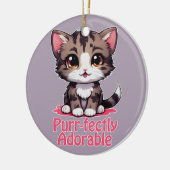 Purr-süßer Chibi Kawaii Kitten in Pink Keramik Ornament (Links)