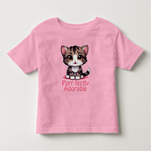 Purr-süßer Chibi Kawaii Kitten in Pink Kleinkind T-shirt