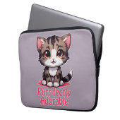 Purr-süßer Chibi Kawaii Kitten in Pink Laptopschutzhülle (Vorderseite Links)