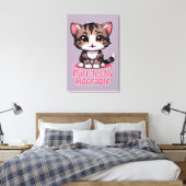 Purr-süßer Chibi Kawaii Kitten in Pink Leinwanddruck (Insitu (Schlafzimmer))