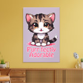 Purr-süßer Chibi Kawaii Kitten in Pink Leinwanddruck (Insitu (Wohnzimmer))
