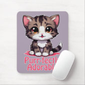 Purr-süßer Chibi Kawaii Kitten in Pink Mousepad (Mit Mouse)