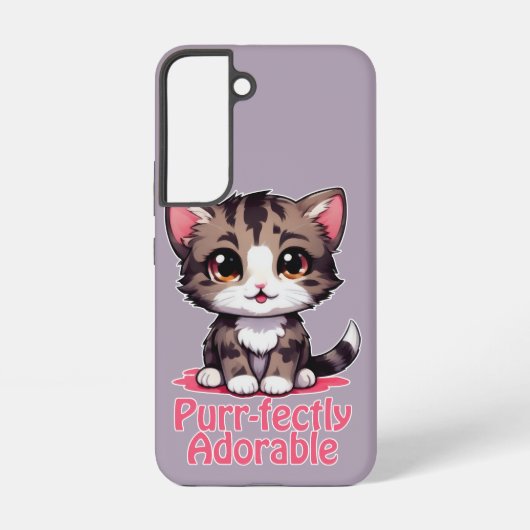 Purr-süßer Chibi Kawaii Kitten in Pink Samsung Galaxy Hülle (Rückseite)