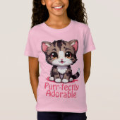 Purr-süßer Chibi Kawaii Kitten in Pink T-Shirt (Vorderseite)