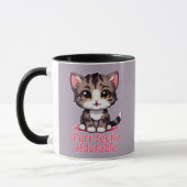 Purr-süßer Chibi Kawaii Kitten in Pink Tasse (Links)