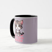 Purr-süßer Chibi Kawaii Kitten in Pink Tasse (Vorderseite Links)
