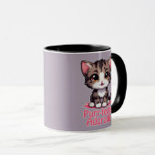 Purr-süßer Chibi Kawaii Kitten in Pink Tasse (VorderseiteRechts)