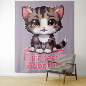 Purr-süßer Chibi Kawaii Kitten in Pink Wandteppich (Beispiel)