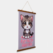 Purr-süßer Chibi Kawaii Kitten in Pink Wandteppich Mit Holzrahmen (Gewinkelt)