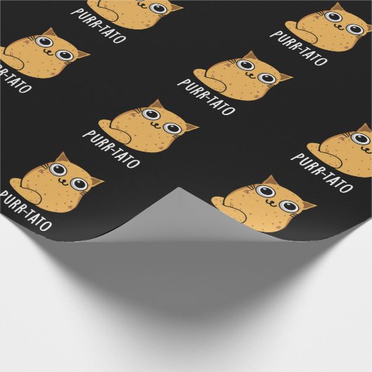 Purr tato Funny Cat Potato Pun Dark BG Geschenkpapier (Ecke)