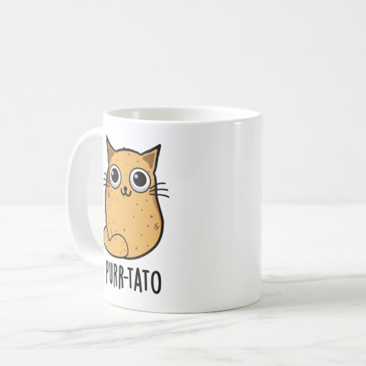 Purr tato Funny Cat Potato Pun Kaffeetasse (Vorderseite Links)