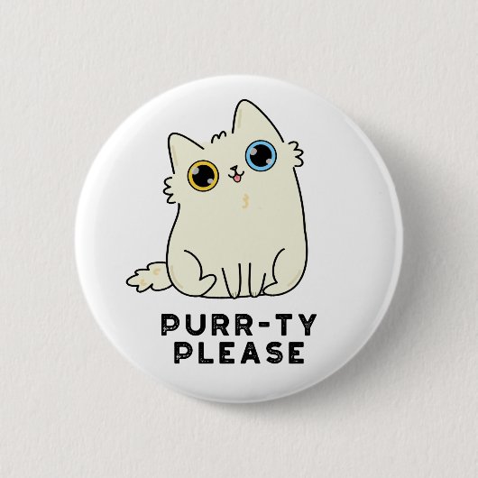Purr-ty bitte lustige Kitty Cat Pun Button (Vorderseite)