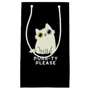 Purr-ty bitte lustige Kitty Cat Pun Dark BG Kleine Geschenktüte