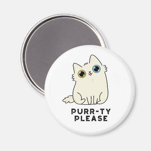 Purr-ty bitte lustige Kitty Cat Pun Magnet (Vorderseite/Rückseite)