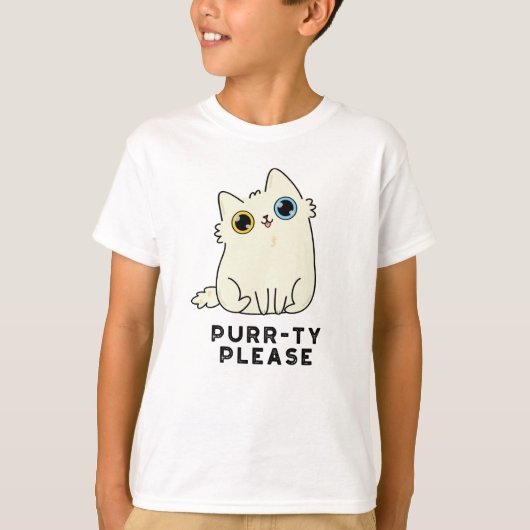 Purr-ty bitte lustige Kitty Cat Pun T-Shirt (Vorderseite)