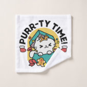 Purr-ty-Time! - Weihnachtsdesign für die Katze Badhandtuch Set (Waschlappen)