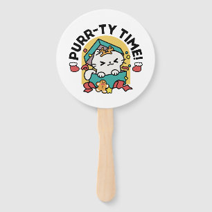Purr-ty-Time! - Weihnachtsdesign für die Katze Fächer