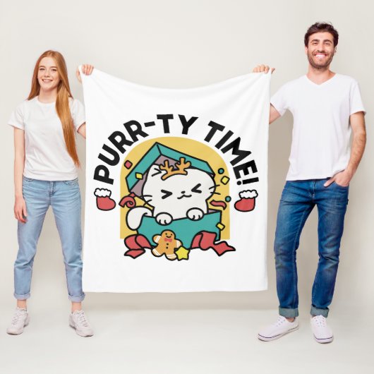 Purr-ty-Time! - Weihnachtsdesign für die Katze Fleecedecke (Beispiel)