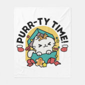 Purr-ty-Time! - Weihnachtsdesign für die Katze Fleecedecke (Vorderseite)