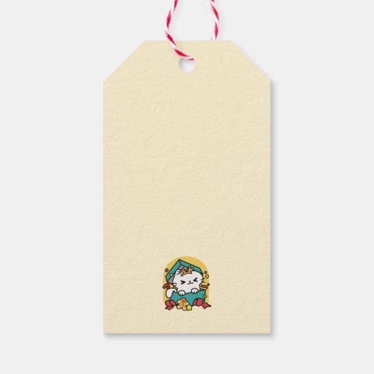 Purr-ty-Time! - Weihnachtsdesign für die Katze Geschenkanhänger (Rückseite)