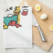 Purr-ty-Time! - Weihnachtsdesign für die Katze Geschirrtuch (Viertel Falte)