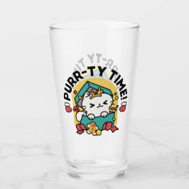 Purr-ty-Time! - Weihnachtsdesign für die Katze Glas