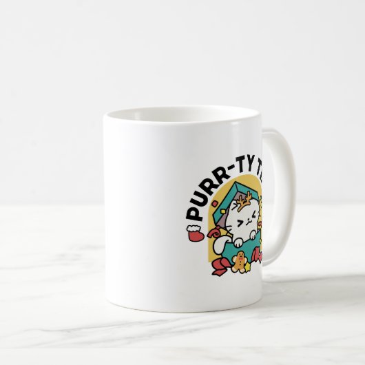 Purr-ty-Time! - Weihnachtsdesign für die Katze Kaffeetasse (VorderseiteRechts)