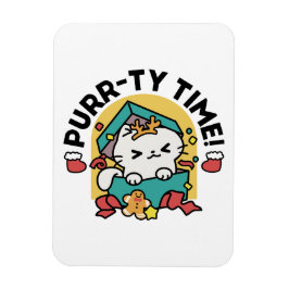 Purr-ty-Time! - Weihnachtsdesign für die Katze Magnet
