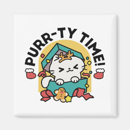 Purr-ty-Time! - Weihnachtsdesign für die Katze Magnet
