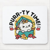 Purr-ty-Time! - Weihnachtsdesign für die Katze Mousepad (Vorne)