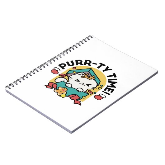 Purr-ty-Time! - Weihnachtsdesign für die Katze Notizblock (Linke Seite)