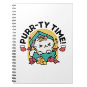 Purr-ty-Time! - Weihnachtsdesign für die Katze Notizblock (Vorderseite)