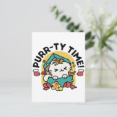 Purr-ty-Time! - Weihnachtsdesign für die Katze Postkarte (Stehend Vorderseite)