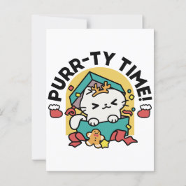 Purr-ty-Time! - Weihnachtsdesign für die Katze Postkarte