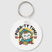 Purr-ty-Time! - Weihnachtsdesign für die Katze Schlüsselanhänger (Rückseite)