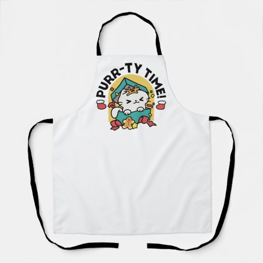 Purr-ty-Time! - Weihnachtsdesign für die Katze Schürze (Vorderseite)