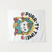 Purr-ty-Time! - Weihnachtsdesign für die Katze Wandteppich (Vorderseite (Horizontal))