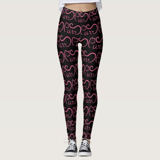 Purr Typography ROSA Leggings (Vorderseite)
