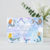 Purramaid Cat meraid Wassercolor Girl Kindergeburt Dankeskarte (Stehend Vorderseite)