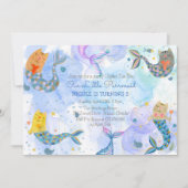 Purramaid Katze Meerjungfrau Mädchen Geburtstag Einladung (Vorderseite)