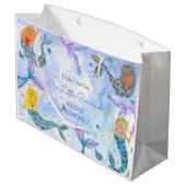 Purramaid Katze Meerjungfrau Mädchen Geburtstag Große Geschenktüte (Rückseite Schrägansicht)