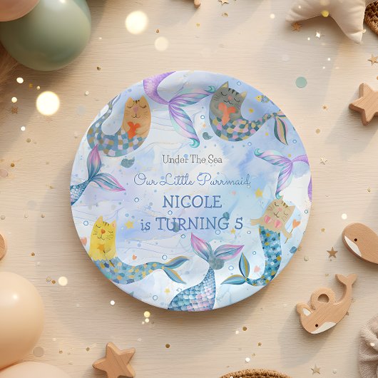 Purramaid Katze Meerjungfrau Mädchen Geburtstag Pappteller