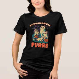 Purranormal Purrs Funny Ghost Cat Halloween Spooky Tri-Blend Shirt