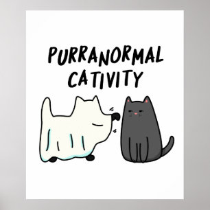 Purranormale Aktivität Lustiger Halloween-Katzenwi Poster