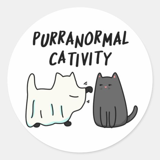 Purranormale Kreativität Funny Halloween Cat Puff Runder Aufkleber (Vorderseite)