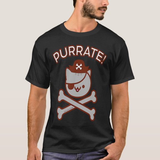 PURRATE  Cat Pirate Pun T-Shirt (Vorderseite)