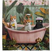 Purren und Blasen: Eine katzenartige Bath-Szene Duschvorhang (Vorderseite)