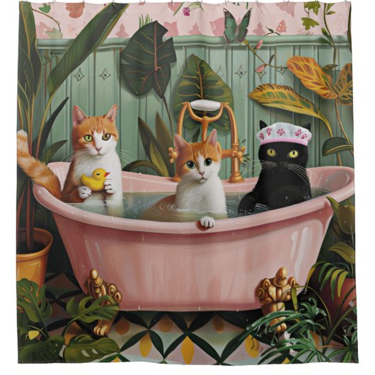 Purren und Blasen: Eine katzenartige Bath-Szene Duschvorhang (Vorderseite)