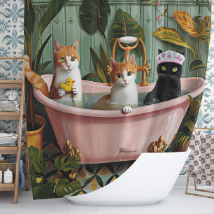 Purren und Blasen: Eine katzenartige Bath-Szene Duschvorhang